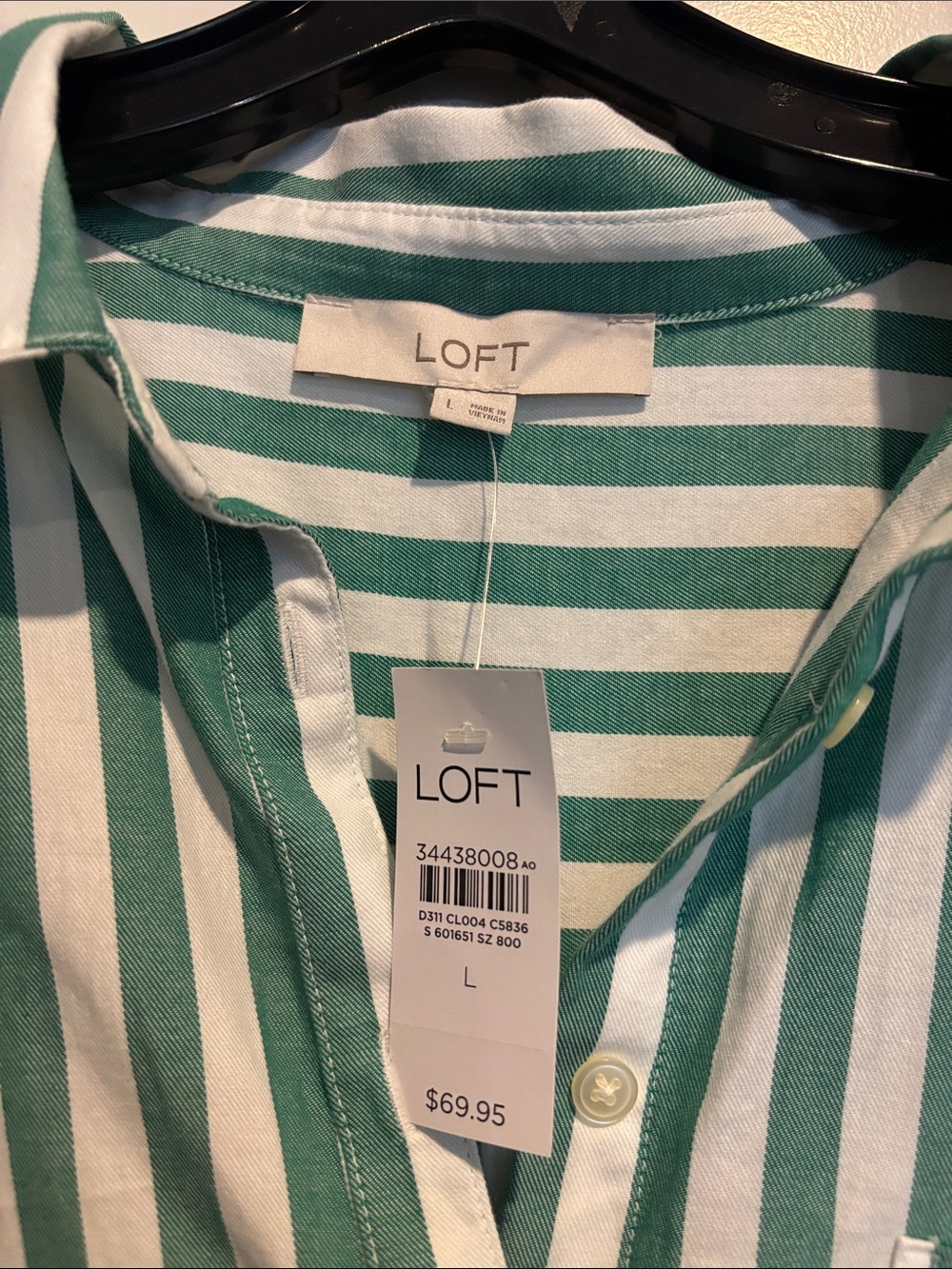 LOFT 100% Cotton NWT Striped Poplin Everyday Oversized Pocket Shirt - Picture 3 of 4